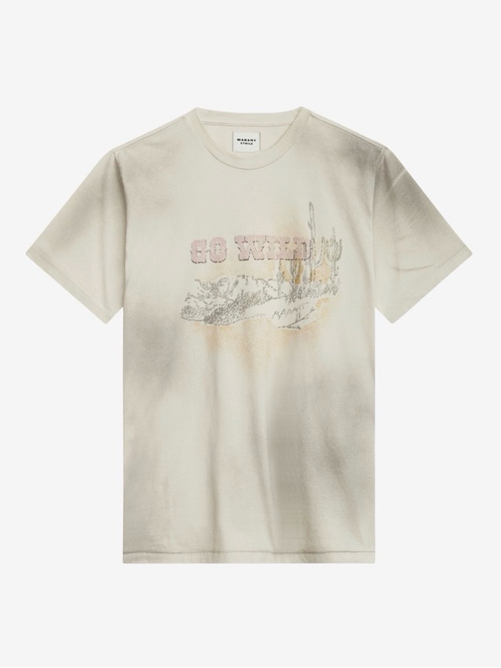 Isabel Marant Women’s Cream Tie-Dye Logo Graphic Tee, Size Small